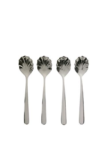 PACK OF STEEL SHELL DESSERT SPOONS (PACK OF 4) - Steel by Zara