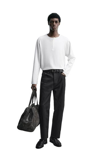 HENLEY NECK T-SHIRT - Oyster-white by Zara