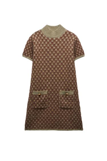 KNIT DRESS WITH GOLD BUTTONS