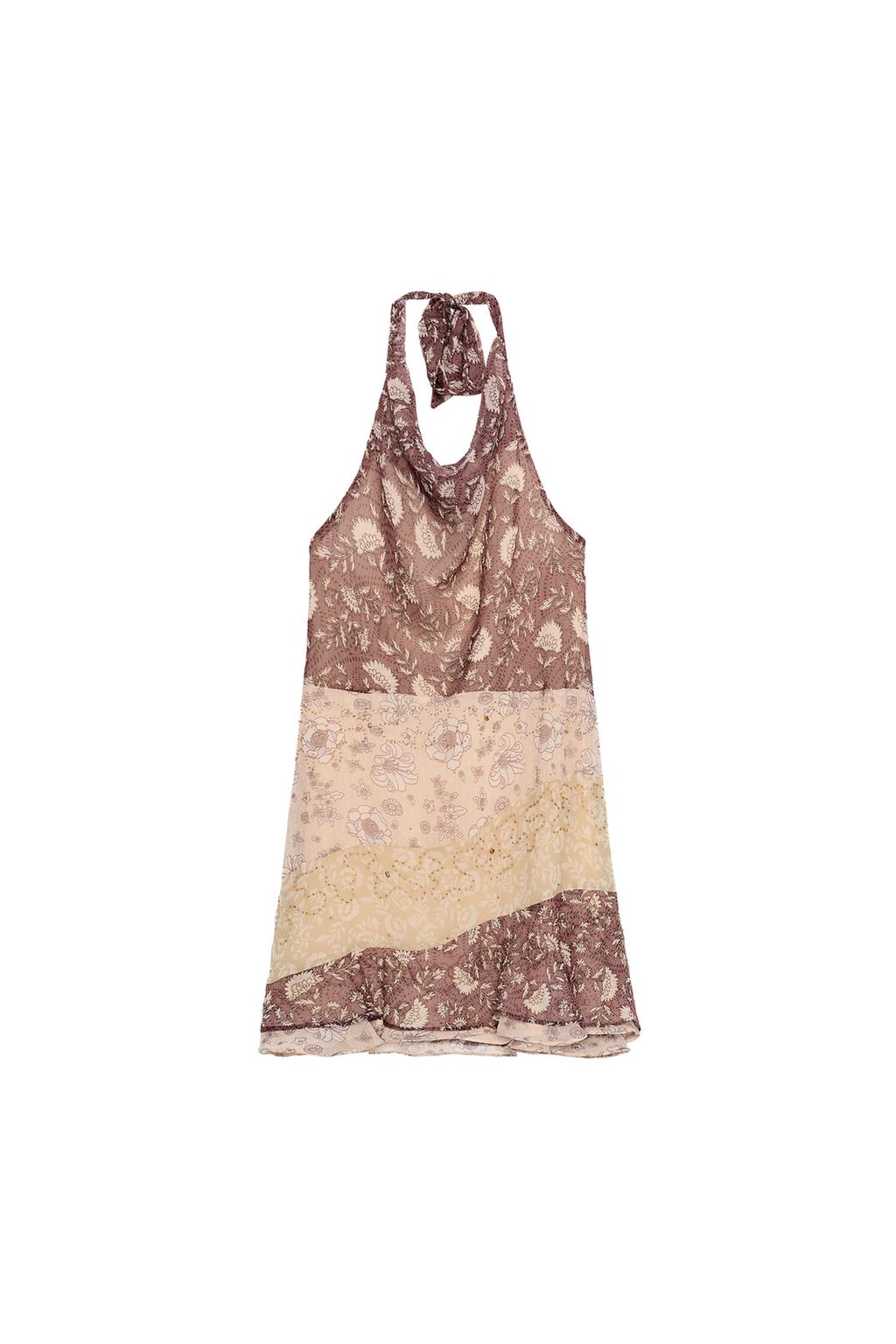 BEADED PRINT HALTER DRESS - image 4