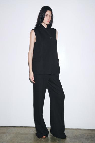 BUCKLE LINEN BLEND TROUSERS ZW COLLECTION - Black by Zara