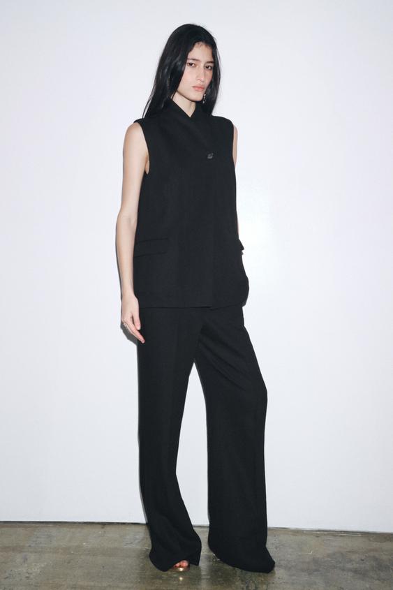 LINEN BLEND BUCKLE PANTS ZW COLLECTION