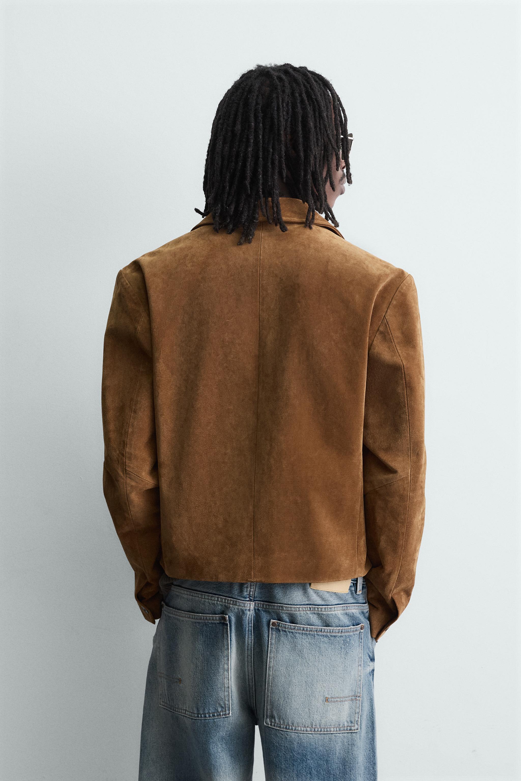 BLOUSON EN CUIR CROÛTE DE