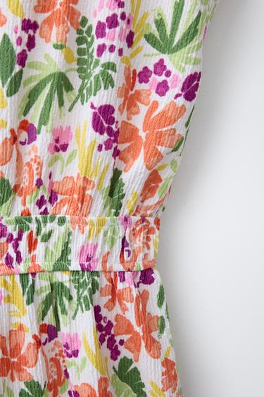 FLORAL TEXTURED PLAYSUIT - Ecru / Green by Zara - Image 2