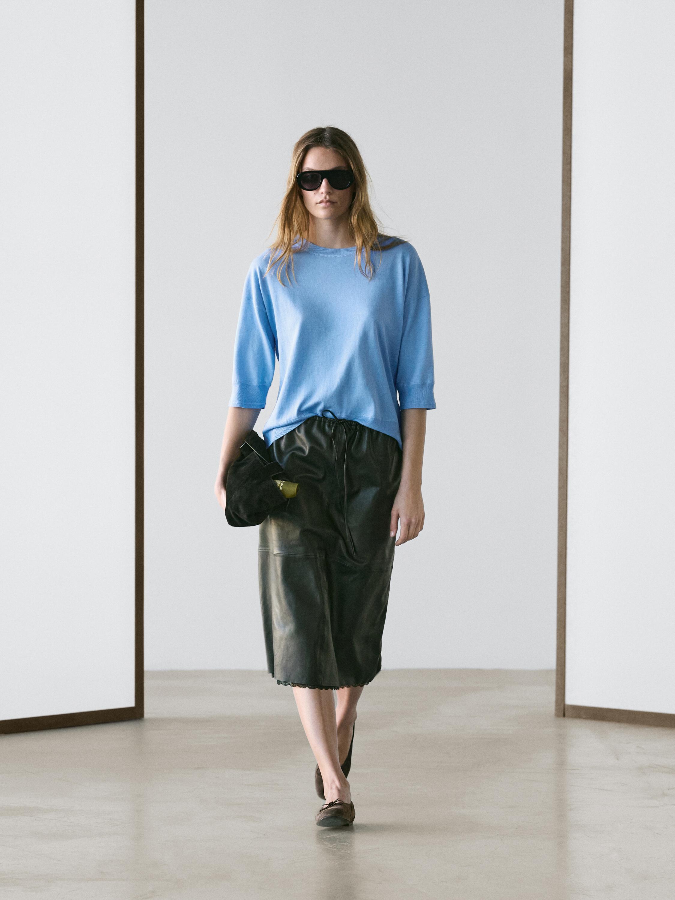 Cotton blend knit sweater
