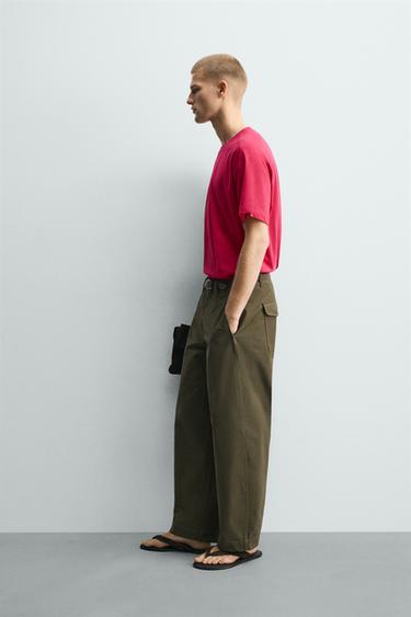 T-SHIRT RELAXED FIT À COUTURES - Fuchsia de Zara - Image 3