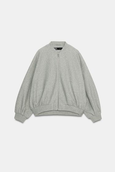 SOFT OVERSIZE BOMBER JACKET - Grey by Zara