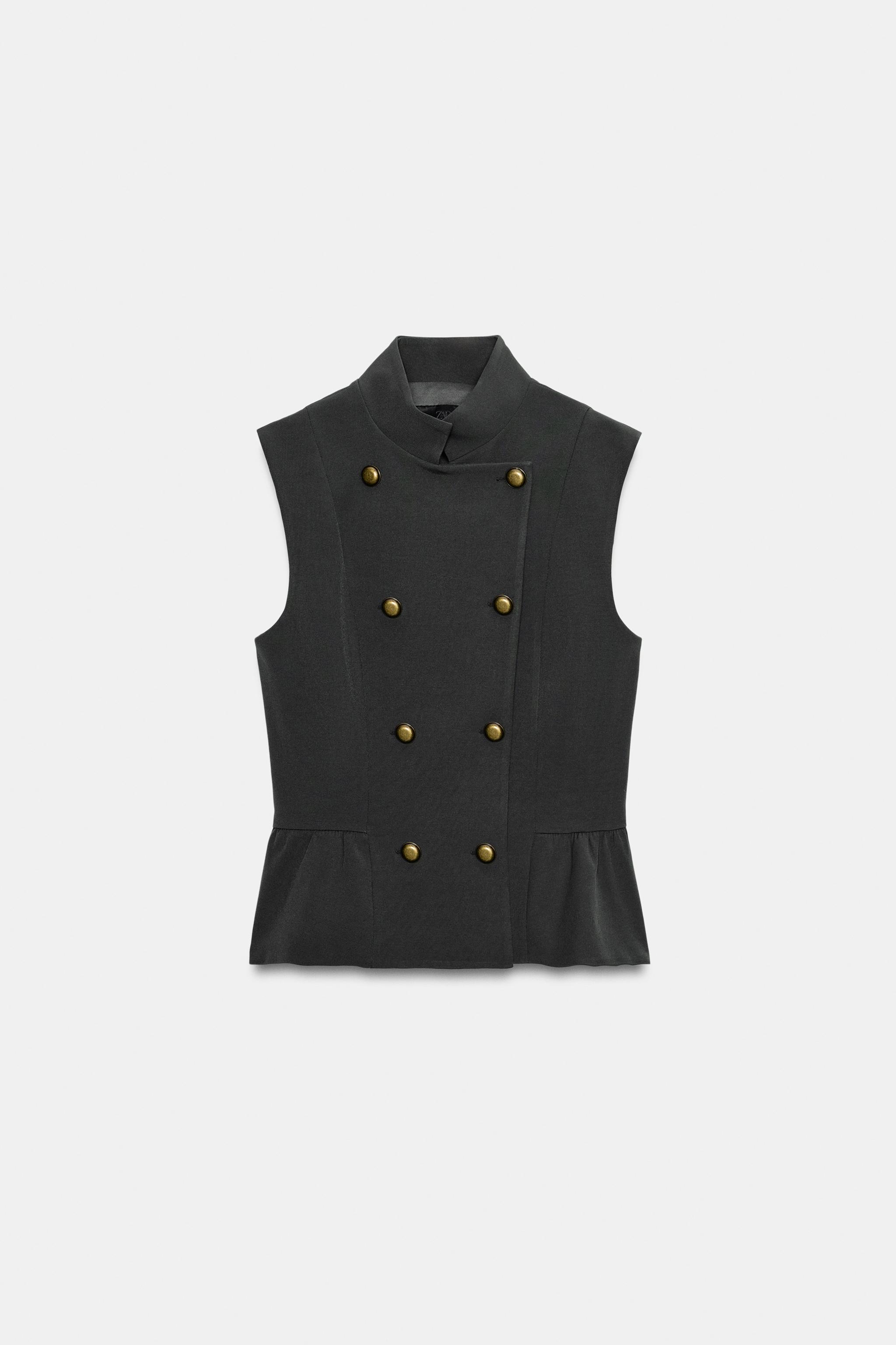 Zara PEPLUM DETAYLI DÜĞMELİ YELEK ÜST görsel 5