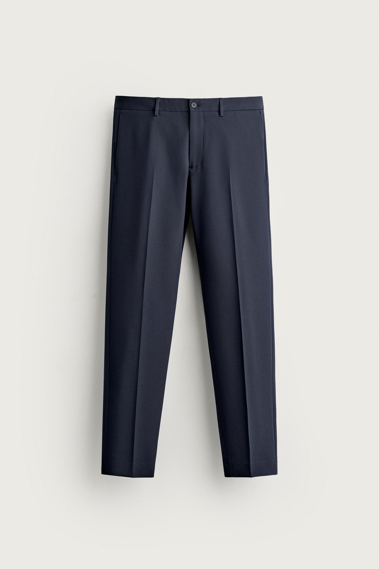 STRETCH SUIT PANTS — Navy blue