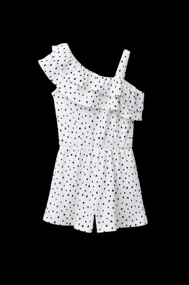 MONO CORTO CORAZONES - Blanco / Negro de Zara - Imagen 0