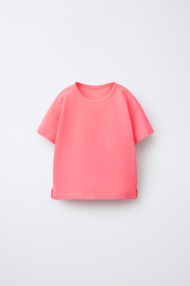 EINFACHES T-SHIRT - Neonrosa von Zara