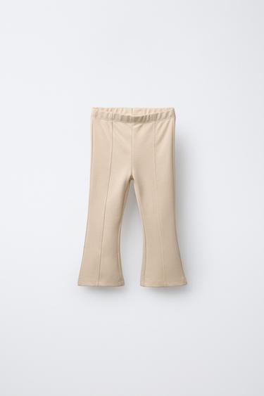 Zara PONTE KNIT FLARE LEGGINGS - Mid-ecru