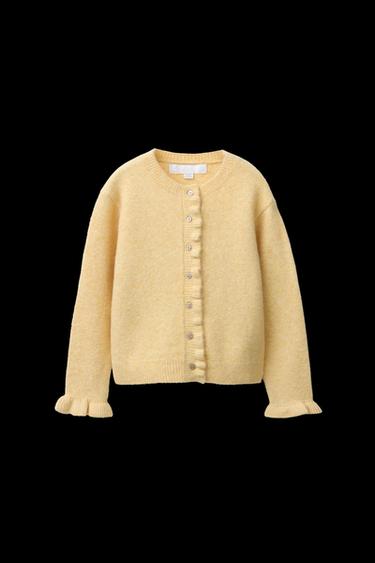 Zara RUFFLED WOOL BLEND CARDIGAN - Mustard Yellow - Image 0