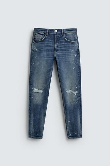 RIPPED SKINNY FIT JEANS - Mid-blue by Zara