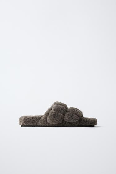 FAUX SHEARLING SLIDERS — Grey 3