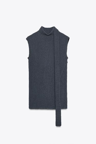TOP FOULARD TEXTURA - Azul / Gris de Zara