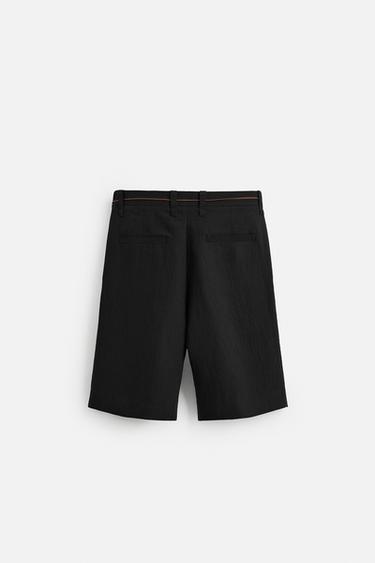 BERMUDA JACQUARD RAYURES - Noir de Zara - Image 6
