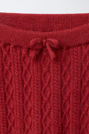 LEGGING EN MAILLE À TORSADES - Rouge foncé de Zara - Image 2