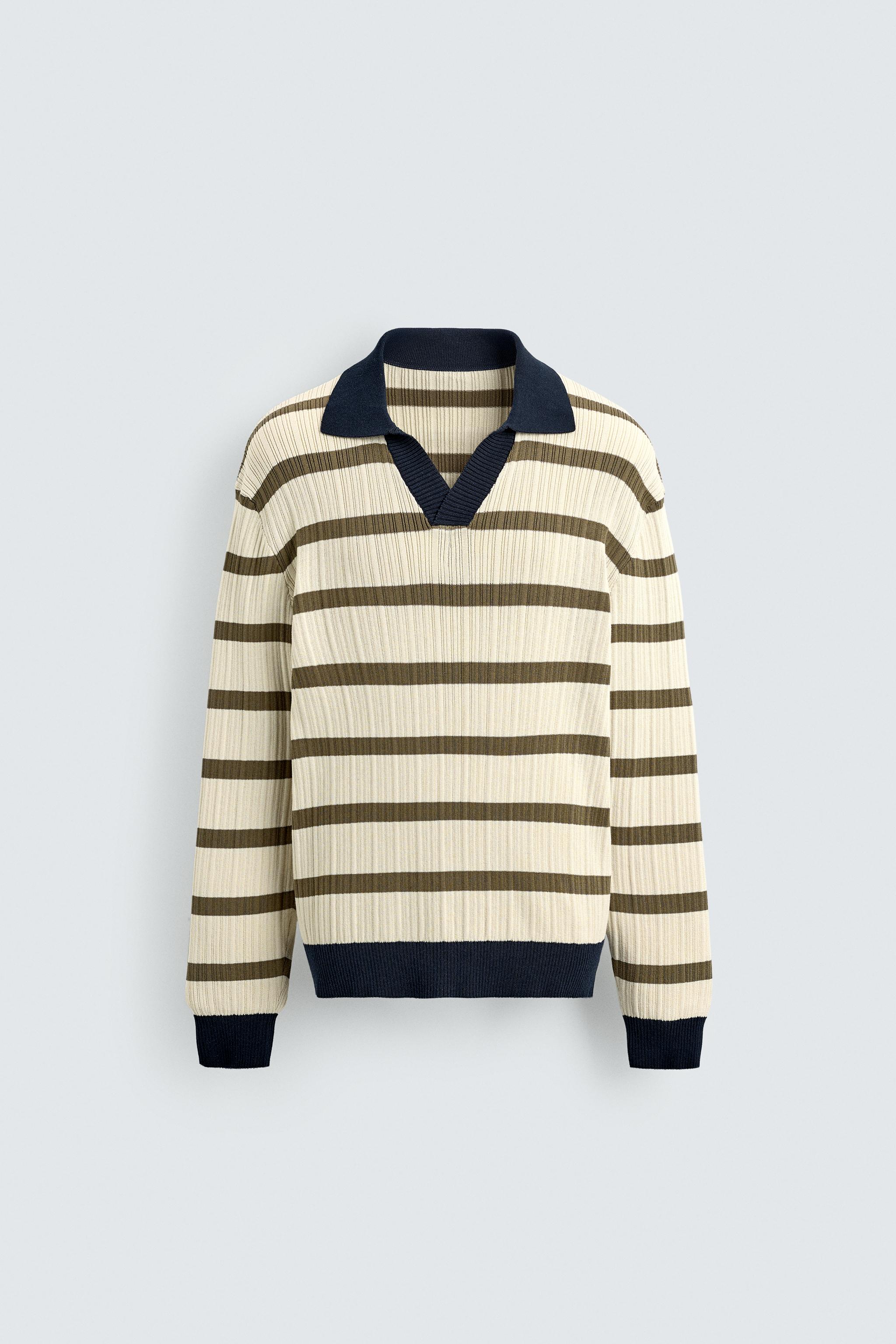 STRIPED KNIT POLO SHIRT