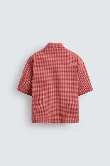 CHEMISE RELAXED FIT À CARREAUX - Rouge de Zara - Image 7