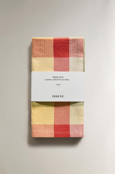 PACK OF CHECK COTTON NAPKINS (PACK OF 2) - Greens by Zara - Image 4