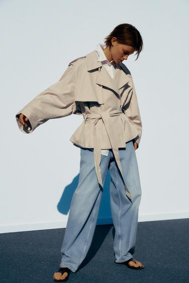 SHORT TRENCH COAT WITH BELT - camel by Zara - Image 0