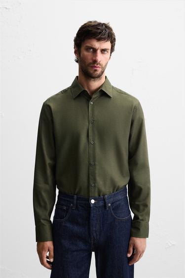 EASY CARE TEXTURED SHIRT - Dark khaki by Zara