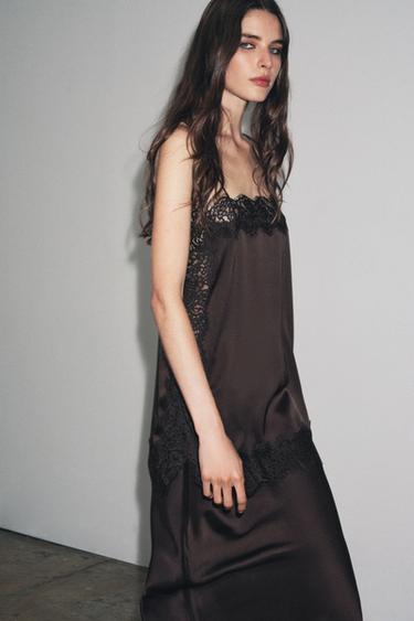 ZW COLLECTION SATIN LACE TOP - Dark brown by Zara - Image 5