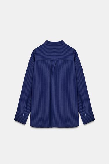 STRIPED JACQUARD SHIRT ZW COLLECTION - Navy blue by Zara - Image 5