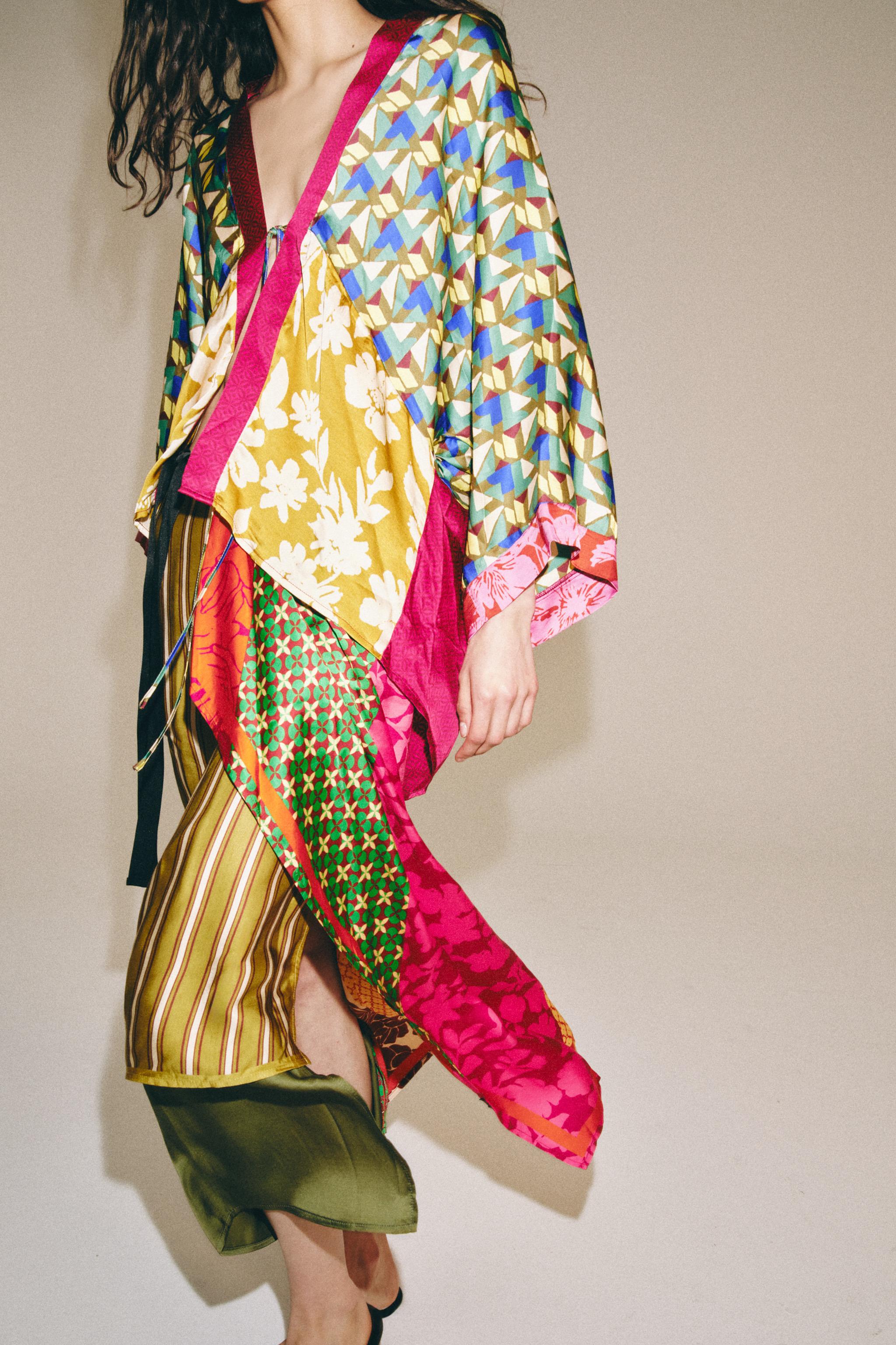 Женские топы Zara FLORAL AND STRIPED PRINT PAREO SCARF — фото 4