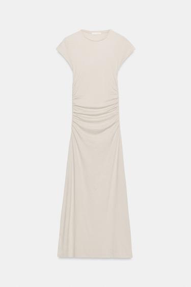 ROBE MI-LONGUE DRAPÉE - Sable de Zara - Image 4