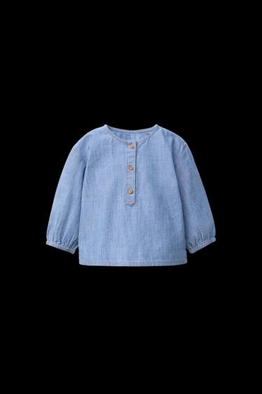 FLIESSENDES DENIM-HENLEY-HEMD - Mittelblau von Zara