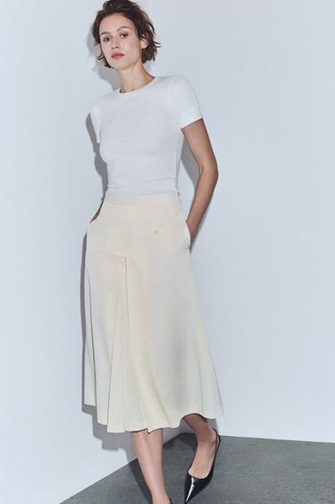 ZW COLLECTION LAYERED PLEATED SKIRT - Ecru by Zara