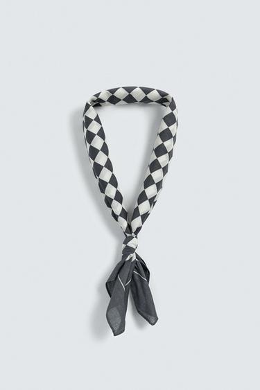 CHECK PRINT BANDANA - Dark grey by Zara