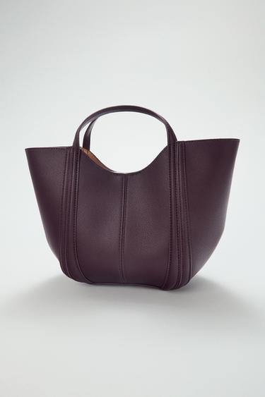 حقيبة CITY صغيرة بغرزات راجعة - أحمر عنابي الخاص بـ Zara