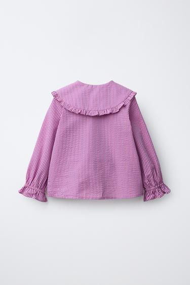 STRIPED SHIRT WITH HEART - Lilac by Zara - Image 1