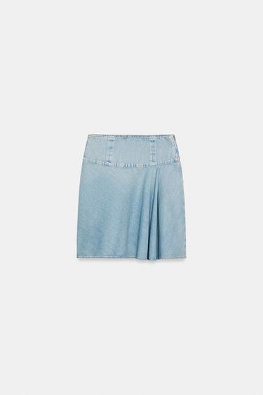 FALDA MIDI DENIM TRF - Azul claro de Zara