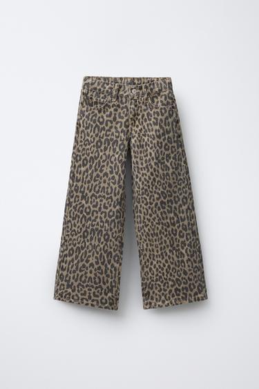 ANIMAL PRINT WIDE-LEG JEANS WITH STARS - Leopard  by Zara