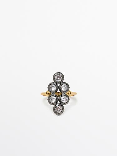 Zara Antique rhinestone ring - Golden