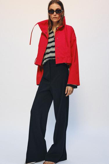 PANTALON TAILLE HAUTE AVEC LAINE ZW COLLECTION - Bleu marine foncé de Zara