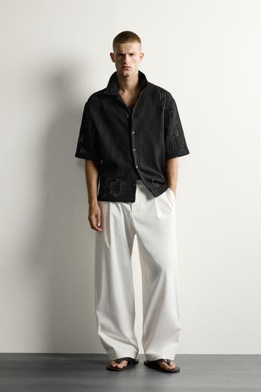 RELAXED FIT OPEN-WEAVE SHIRT - Black by Zara