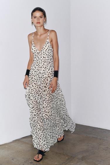 POLKA DOT MAXI DRESS - Black / White by Zara - Image 0