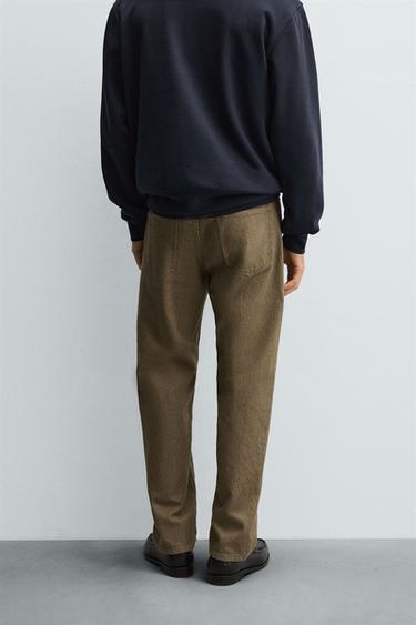 PANTALON REGULAR FIT COTON - Marron clair de Zara - Image 2