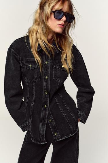 CAMICIA Z1975 ADERENTE DENIM - Nero di Zara