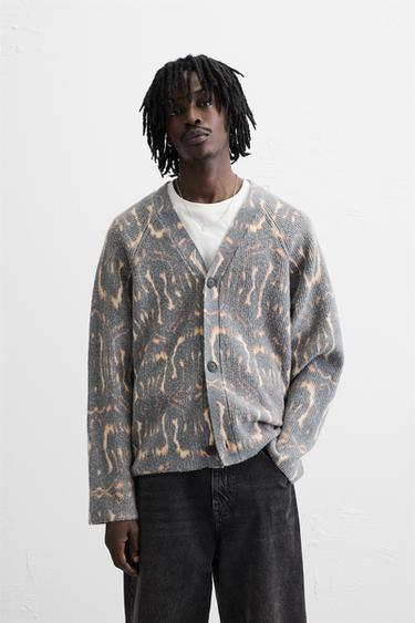 ABSTRACT PRINT CARDIGAN - Ecru by Zara