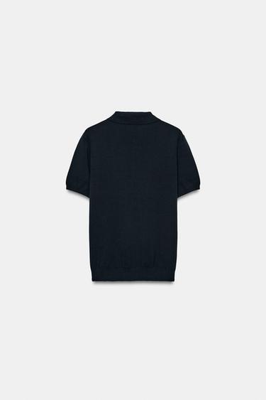 KNIT POLO SHIRT WITH ZIP - Navy blue by Zara - Image 6