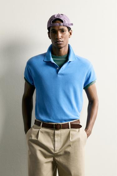 SHORT SLEEVE REGULAR FIT POLO SWEATSHIRT - Blue by Zara
