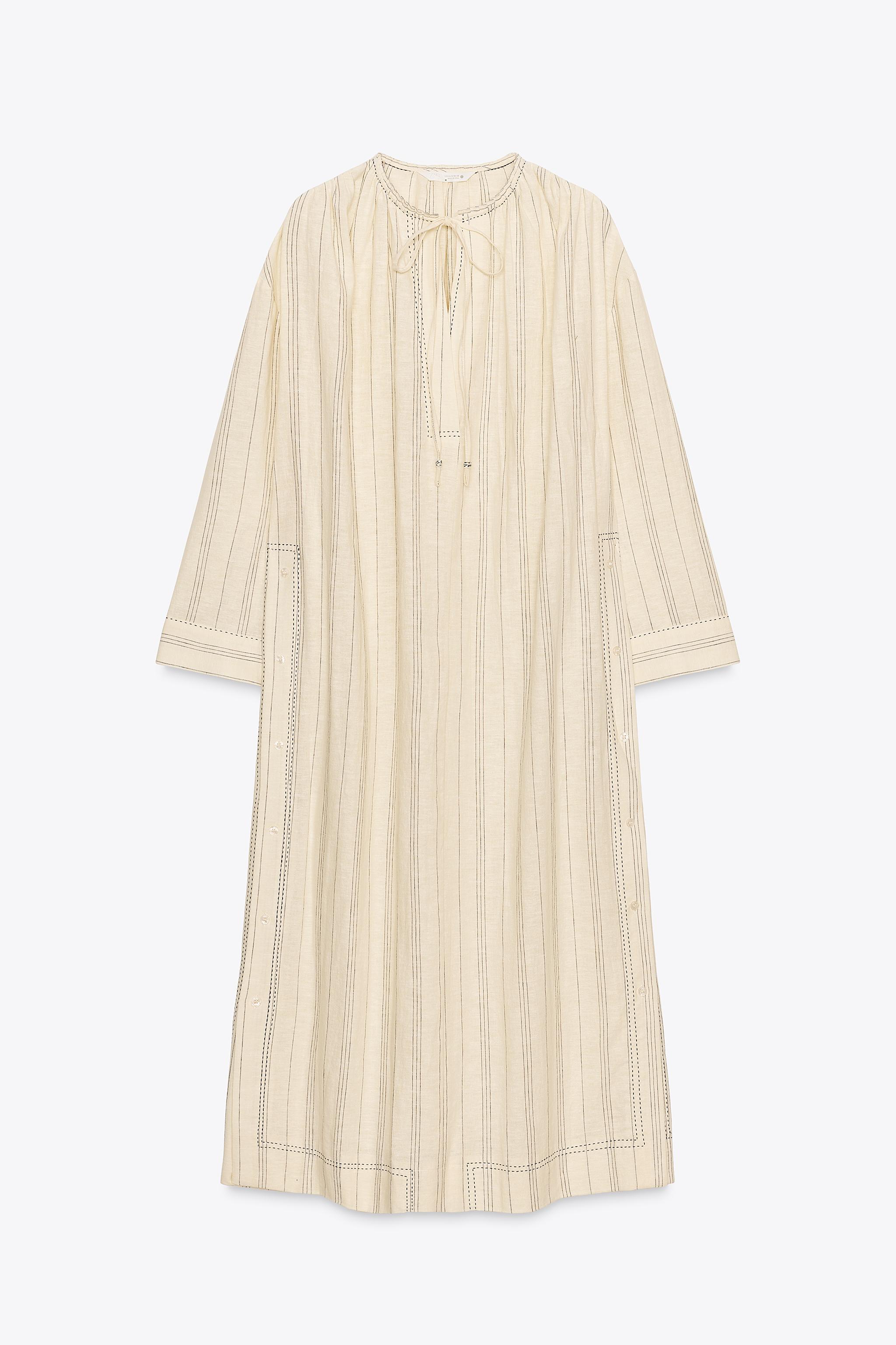 STRIPED LINEN TUNIC DRESS ZW COLLECTION - Striped | ZARA