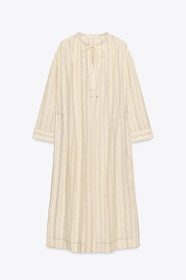 STRIPED LINEN BLEND TUNIC DRESS ZW COLLECTION - Stripes by Zara - Image 5