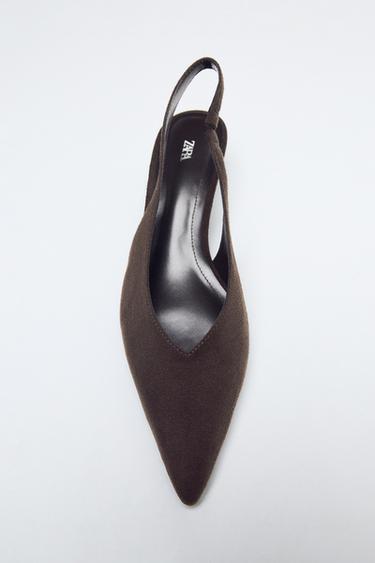 SLINGBACK HIGH-HEEL SHOES - Brown by Zara